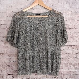 J. Crew Factory Sheer Silk Paisley Peplum Top Boho